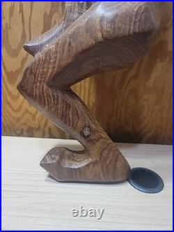 Vintage 1985 G. Obeng Hand-Carved Abstract Wood Sculpture Ghana Modernist