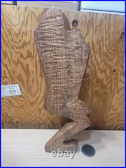 Vintage 1985 G. Obeng Hand-Carved Abstract Wood Sculpture Ghana Modernist