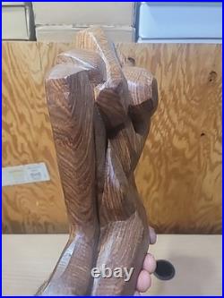 Vintage 1985 G. Obeng Hand-Carved Abstract Wood Sculpture Ghana Modernist