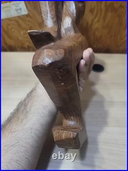 Vintage 1985 G. Obeng Hand-Carved Abstract Wood Sculpture Ghana Modernist
