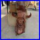 Vintage 1986 Bob Lundy Wood Carving Sculpture Indian Man Buffalo 27