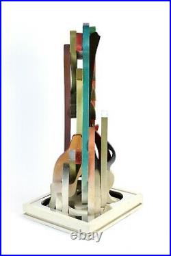 Vintage 1986 Modernist Painted Wood Assemblage Abstract Sculpture