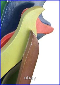 Vintage 1986 Modernist Painted Wood Assemblage Abstract Sculpture