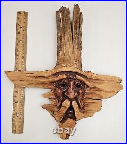 Vintage 1986 Wood Spirit Old Man Face Carving Signed Ferni