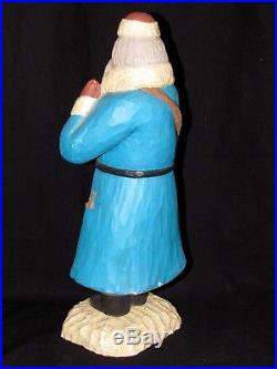 Vintage 1987 Folk Art Jack Hughes Christmas Santa 13 Wood Carving Sculpture