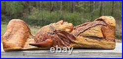 Vintage 1988 Bob Lundy Wood Carving Sculpture Indian Man Buffalo 20