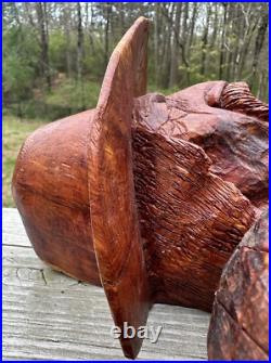 Vintage 1988 Bob Lundy Wood Carving Sculpture Indian Man Cowboy 18 Dual