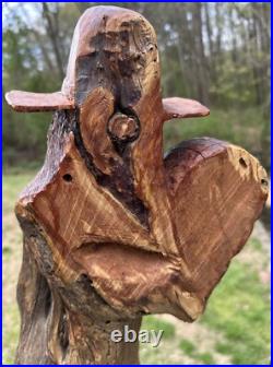 Vintage 1988 Bob Lundy Wood Carving Sculpture Indian Man Cowboy 18 Dual