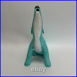 Vintage 1990 Jorge Rodriguez Turquoise Howling Coyote 12.5 Tall Wood Sculpture
