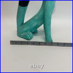 Vintage 1990 Jorge Rodriguez Turquoise Howling Coyote 12.5 Tall Wood Sculpture