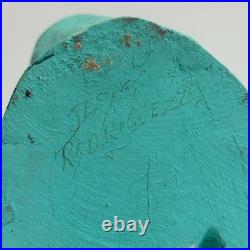 Vintage 1990 Jorge Rodriguez Turquoise Howling Coyote 12.5 Tall Wood Sculpture