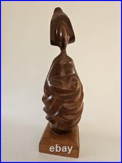 Vintage 1992 Frank Coronado Signed Mahogany Wood Sculpture Moderskap 14x5x4