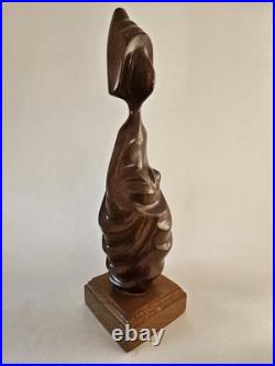 Vintage 1992 Frank Coronado Signed Mahogany Wood Sculpture Moderskap 14x5x4