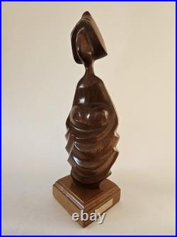 Vintage 1992 Frank Coronado Signed Mahogany Wood Sculpture Moderskap 14x5x4
