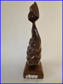 Vintage 1992 Frank Coronado Signed Mahogany Wood Sculpture Moderskap 14x5x4