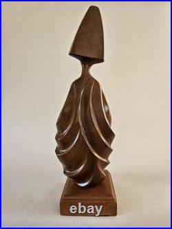 Vintage 1992 Frank Coronado Signed Mahogany Wood Sculpture Moderskap 14x5x4