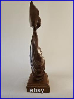 Vintage 1992 Frank Coronado Signed Mahogany Wood Sculpture Moderskap 14x5x4