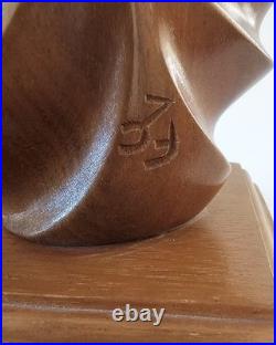 Vintage 1992 Frank Coronado Signed Mahogany Wood Sculpture Moderskap 14x5x4