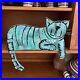 Vintage 1997 Mark Heussenstamm Heusso Wooden Cat Sculpture Signed 18x16 Wiggy