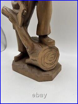 Vintage 19th Danish Folk Art Wood Hand Carved Figure Sculpture 20H Woodcutter