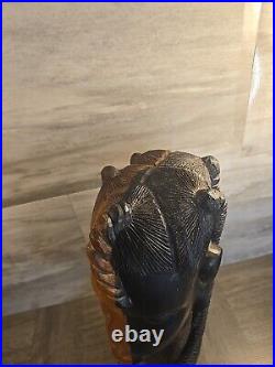 Vintage 2 Tone Ebony Wood Hand Carved Woman Sculpture Statue Head Bust 16- 12lb