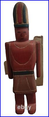 Vintage 2 Wolf Creek Pilgrim Wood Sculpture Figurine Karen Rankin 9 Tall