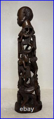 Vintage 20 African Makonde Tree of Life Ujamaa Hand Carved Wood Sculpture