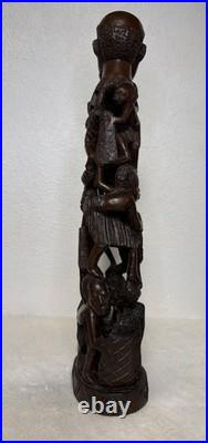 Vintage 20 African Makonde Tree of Life Ujamaa Hand Carved Wood Sculpture
