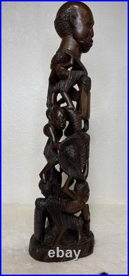 Vintage 20 African Makonde Tree of Life Ujamaa Hand Carved Wood Sculpture