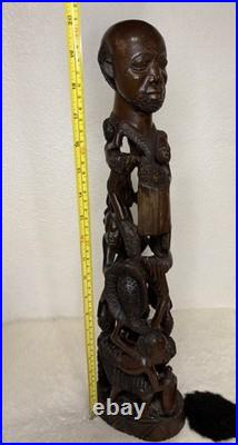Vintage 20 African Makonde Tree of Life Ujamaa Hand Carved Wood Sculpture