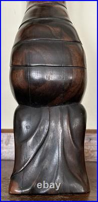 Vintage 22 Hand-Carved Balinese Wood Sculpture Statue Of Bali Woman withBird