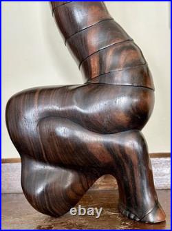 Vintage 22 Hand-Carved Balinese Wood Sculpture Statue Of Bali Woman withBird