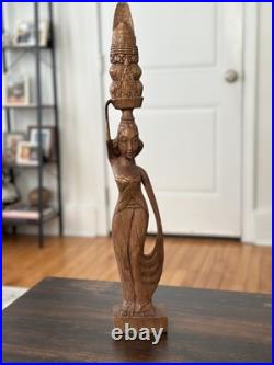 Vintage 23 Indonesian Bali Statue Woman Carved Wood Sculpture Amazing condition