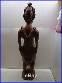 Vintage 26 African Carved Wood Tribal Woman Figure Statue Sculpture Floor Art