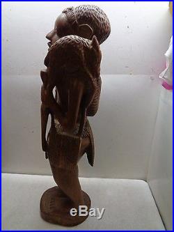Vintage 27 African Carved Wood Tribal Hunter Figure Statue Sculpture Floor Art