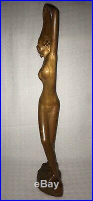 Vintage 28 carved wood nude female woman bust body statue art sculpture bali