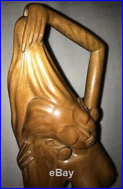 Vintage 28 carved wood nude female woman bust body statue art sculpture bali