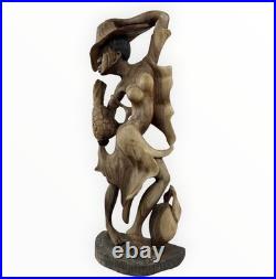 Vintage 29 Signed by Artist Monkey Pod Wood Sculpture Caribbean Folk Art Vintage 29 Signed by Artist Monkey Pod Wood Sculpture Caribbean Folk Art