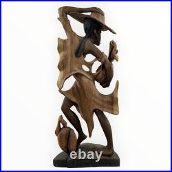 Vintage 29 Signed by Artist Monkey Pod Wood Sculpture Caribbean Folk Art