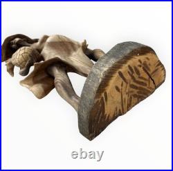 Vintage 29 Signed by Artist Monkey Pod Wood Sculpture Caribbean Folk Art