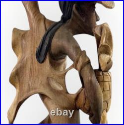 Vintage 29 Signed by Artist Monkey Pod Wood Sculpture Caribbean Folk Art