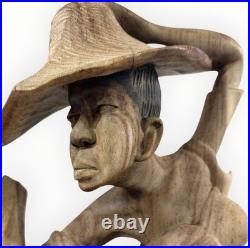 Vintage 29 Signed by Artist Monkey Pod Wood Sculpture Caribbean Folk Art