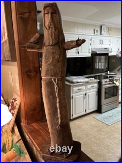 Vintage 29 inch Signed HECTOR Wood Carving St. Francis in Excellent Cond