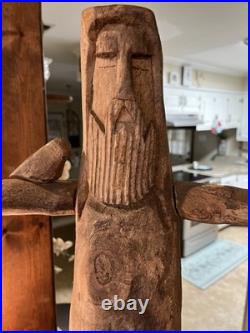 Vintage 29 inch Signed HECTOR Wood Carving St. Francis in Excellent Cond