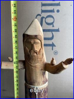 Vintage 32 1998 Signed HECTOR RASCON Wood Carving St. Francis in Excellent Cond