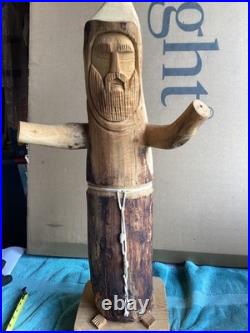 Vintage 32 1998 Signed HECTOR RASCON Wood Carving St. Francis in Excellent Cond