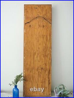 Vintage 46 x 14 Marquetry Wood Folk Art Sun and Snake Large Wood Mosaic Unique