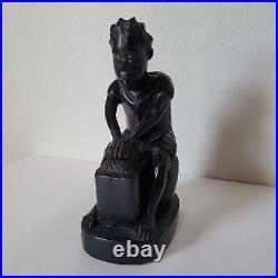 Vintage 50s Ondua Bernard Ebony Wood Sculpture Signed Dated Mam Working