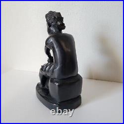 Vintage 50s Ondua Bernard Ebony Wood Sculpture Signed Dated Mam Working