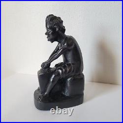 Vintage 50s Ondua Bernard Ebony Wood Sculpture Signed Dated Mam Working